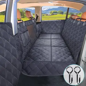 Seat Extender for Dogs + 2  Seat Belts,  Heavy Duty Hard Bottom  Seat Cover for Dogs with Door Protector Cover & Mesh Window |  Hammock for  Pet Seat Protector for /Suv