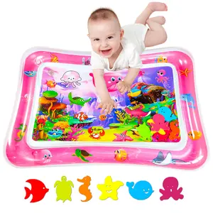 Tummy Time Water Mat for Infants and Toddlers 3 to 24 Months - Inflatable Rectangle Mat with Seabed Patterns & Marine Animals - BPA-Free, Leak-Proof, Sensory Board Toy