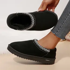 Women's Cozy Fleece Lined Suede Slippers - Comfortable Mini Snow Boots Winter Indoor Outdoor Shoes Footwear