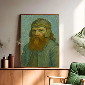 Self-portrait Gimli – Funny Meme Art Poster, Van Gogh Style Fantasy Wall Decor, Humorous Lord Artwork Print, Trendy Home Art Gift