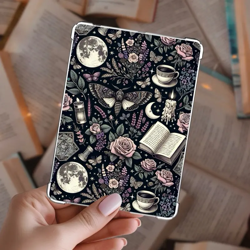 Dark Academia Book-Themed Unique Kindle Insert, Glossy/Glitter Cardstock Insert, Compatible with Various Kindle Models