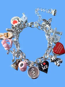 Cute Style Billiards Charm Bracelet, Love Yourself Slogan Bracelet, Vintage Bear Bow Tie Bracelet, Zodiac Memorial Bracelet, Fun Music Party Bracelet