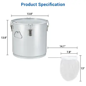 Automotive 8 Gal Fryer Grease Bucket with Lid & Lock Clips & Filter, Oil Disposal Caddy, Steel Fryer Oil Transport Container with Rust-Proof Coating, Grease Can for Cooking Oil Filtering Engine & Transmission Repair Tools