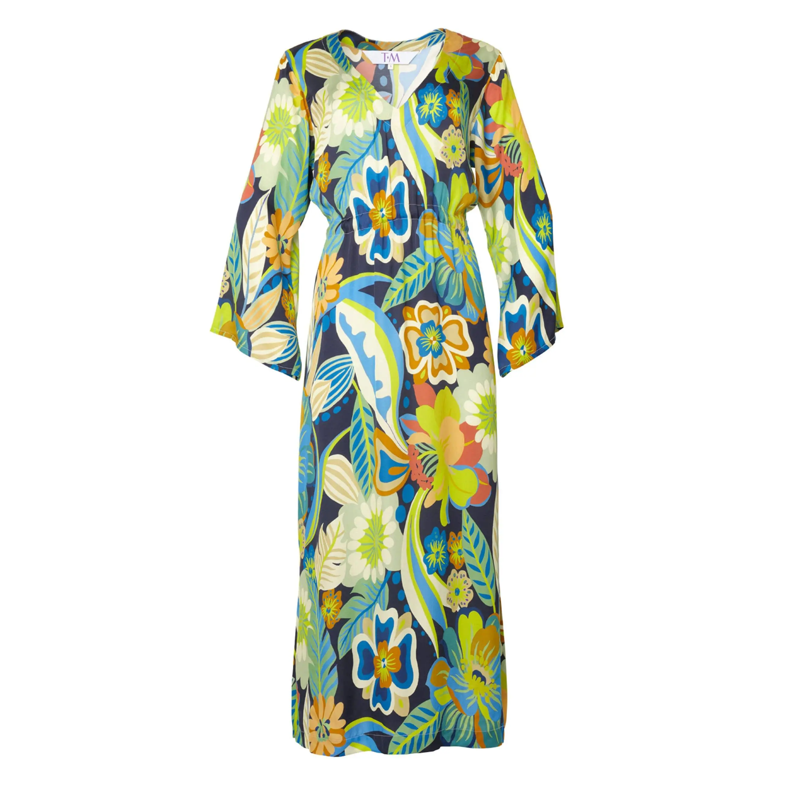 The Selma Maxi Dress - Elegant Fitted Kaftan with Adjustable Waist & Pockets in Silky Ecovero Viscose for Casual Wear