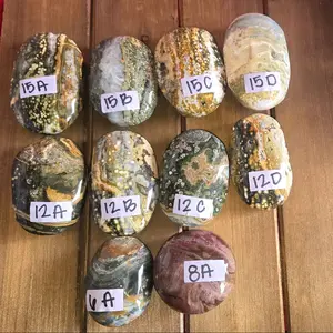 Orbicular Ocean Jasper Palm Stones - Natural Stone with Unique Patterns and Color Variations
