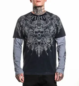 Affliction Men's Long Sleeve Shirt Electric Fire 2fer