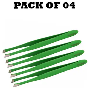 Forgica Professional Stainless Steel Plain Coated Tweezers Pack of 04