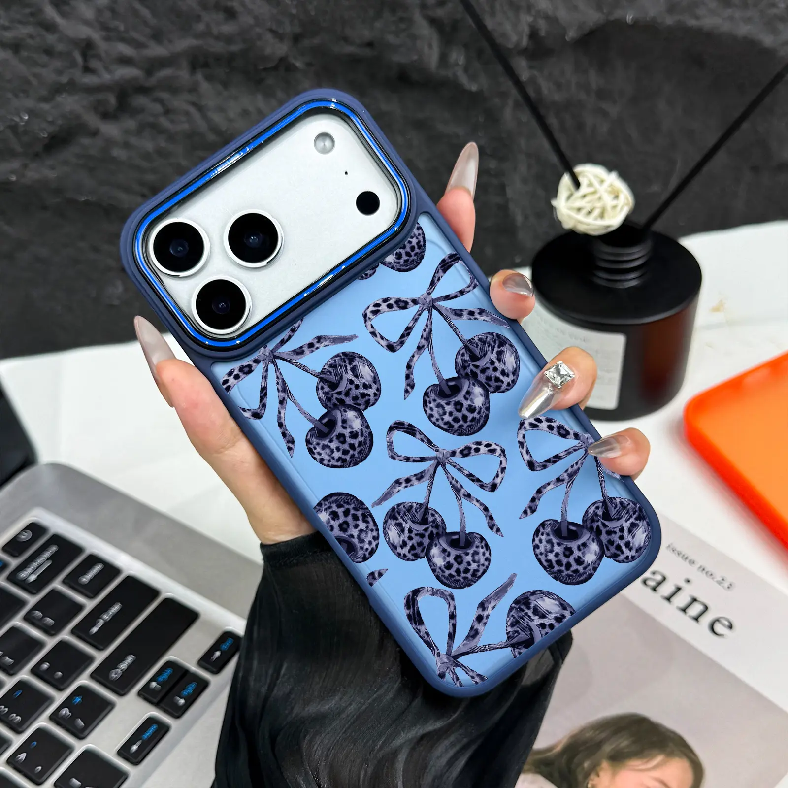 Cherry Pattern Phone case for iPhone 17Pro Max Air 16Plus E 15 14 13 12 11 cases,Shockproof Drop,Protection Durable,Protective Silicone Cover,Gifts for Girls. Smartphone Screen Protector