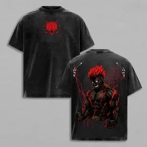 tiktok shop  A Vintage Washed T-Shirt Set, Shinobi Duo Tee, Oversized Heavy Cotton Streetwear Combo, Retro Manga Warrior Graphic Top, Unisex Gift for Anime Fans, Fitness Pump Gym Anime Graphic Top