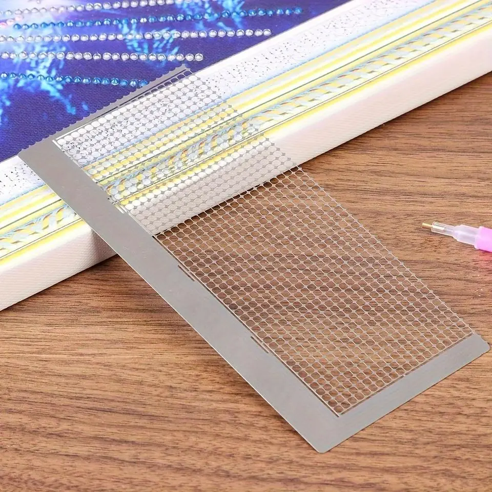 Stainless Steel Diamond Mesh Ruler, 1 Count Diamond Art Painting Ruler Tool with 1020 Blank Grids, 5D DIY Diamond Art Craft Painting Accessory, Diamond Art Tools