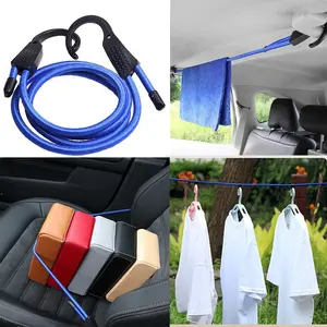 Upgraded Car Clothesline Retractable Vehicle Clothes Drying Rope, Universal Auto Trunk Laundry Line with Heavy Duty Hooks, Multi-Functional Car Clothes Hanger for Travel Camping Road Trips, No Drilling Car Interior Organizer Accessories