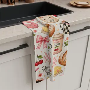 Sourdough Kitchen Towel, Pink Baker Tea Towel, Bread Baking Gift, Retro Coquette Kitchen Decor, Sourdough Lover Gift