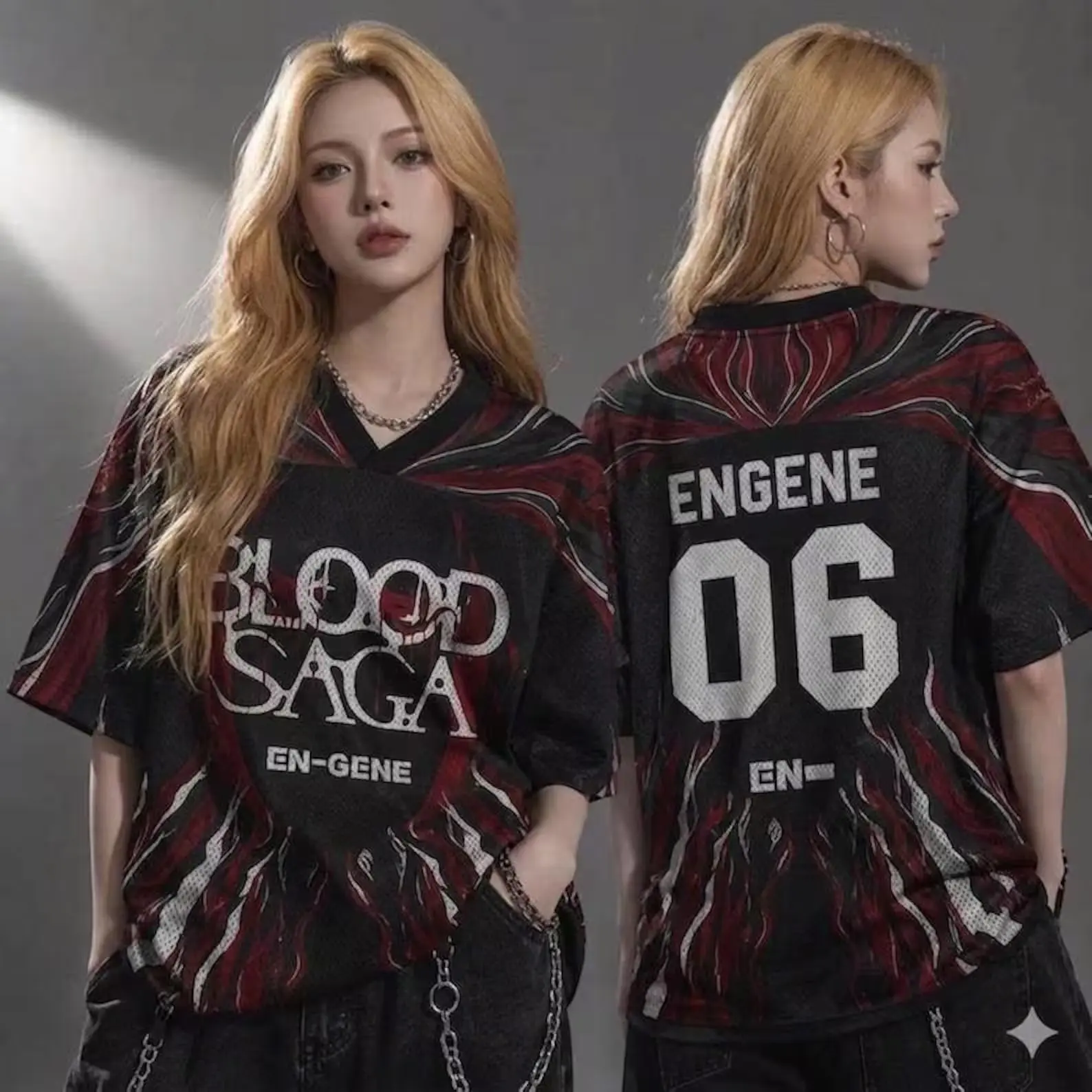 Kpop Boy Band Concert Outfit Football Jersey, Kpop Streetwear Croptop, Engene World Tour Merch Custom Kpop Jersey, Oversized Y2K Concert Top