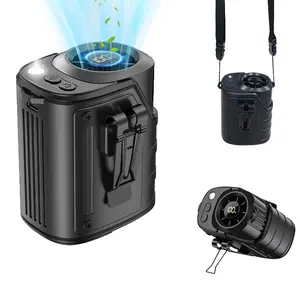 W&O Portable Fan Rechargeable, 4-Speed 14000RPM Strong Airflow, Personal Waist Fan with up to 25H of Working Time, Hands-Free Hanging Neck Fan, Wearable Belt Fan for Camping, Outdoor, Jobsite