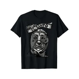 Enmascarado Plata Mexican Wrestler Legend El Santo T Shirt 100% Cotton Casual Tshirts Crewneck T-Shirt Funny Short Sleeve Unisex Graphic Tee for Men Women Adults Classic Menswear Summer Fashion Streetwear Top Clothes Soft Apparel Seamless Gamis Tropical