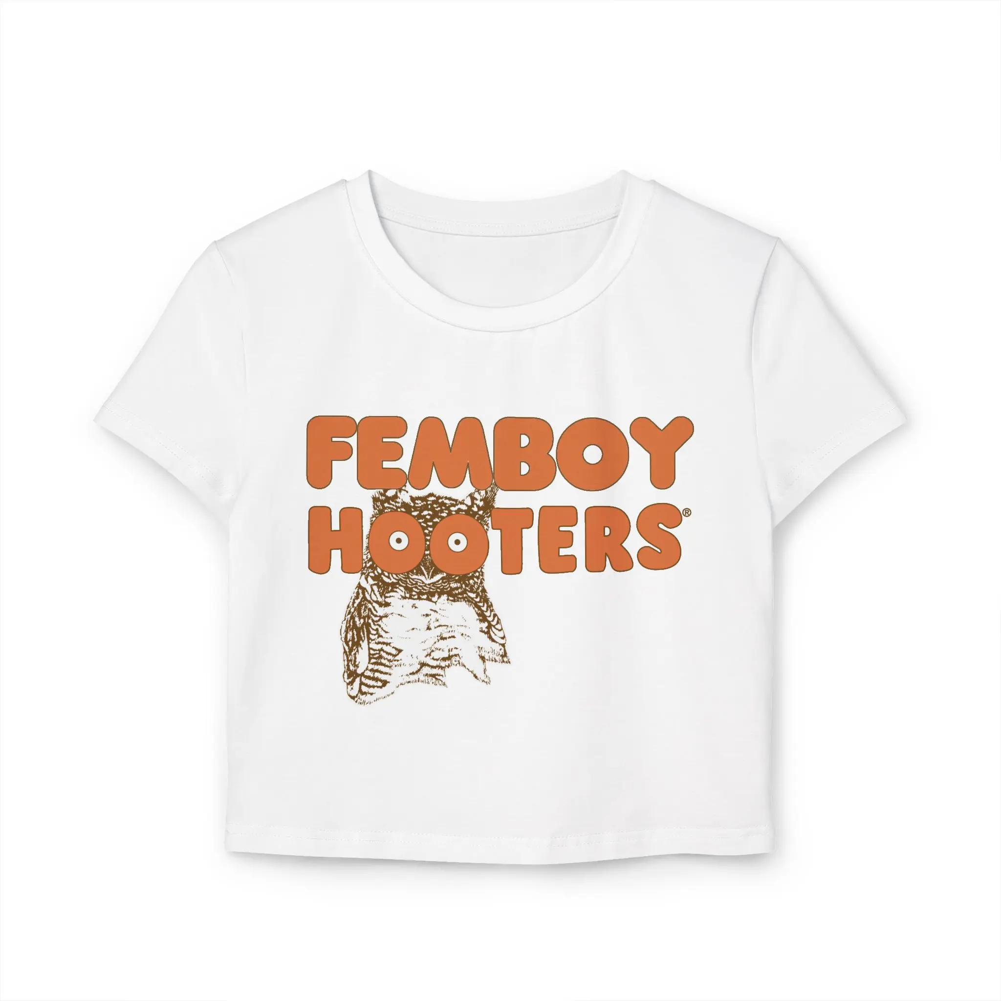 Femboy Hooters Baby Tee, Trendy Crop Top, Casual Wear, Unique Gift for Her, Fun Social Top