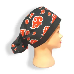 Handmade Scrub Cap Anime Red Cloud Dawn in Variety of Fabric Printings