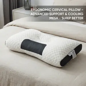 2-Pack Ergonomic Cervical Pillows - Cooling Mesh Neck Support Pillows for Pain Relief, Perfect for Back & Side Sleepers
