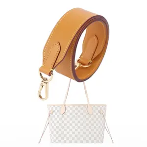 XYJG Vachetta Leather Strap for LV-Neverfull-BagDouble Sided Usable Cowhide Crossbody Purse Strap for Handbag 【1.6inch Wide 43.3inch Long Beeswax】