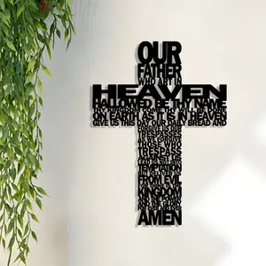 Classic Jesus Cross Design with Scripture Revelation, Metal Religious Home Decor, Stylish Religious Decor, Christian Faith Inspiration Wall Art, Religious Decoration