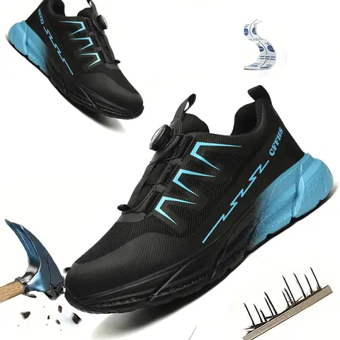 Women's Colorblock Shoe Swivel Buckle Safety Shoes, Casual Comfortable Breathable Anti-slip Shoes for Work, Fashionable Footwear for Daily Wear