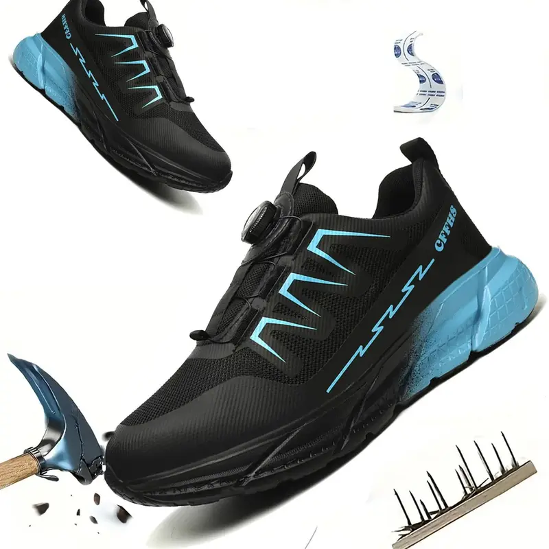Women's Colorblock Shoe Swivel Buckle Safety Shoes, Casual Comfortable Breathable Anti-slip Shoes for Work, Fashionable Footwear for Daily Wear