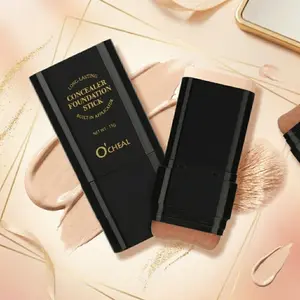 2-in-1 Dual Head Foundation Concealer Stick with Built-in Makeup Brush, Covers Acne Marks & Dark Spots, Long-lasting & Transfer-resistant 15g cosmetic moisturizer hydrate moisture finish Full Coverage