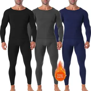 Menswear Long Johns Thermal Underwear Fleece Lined Base Layer Tops&Pants  Winter Warm Soft Stretch Sets Spandex Plain Smooth Classic Stretchy Crewneck
