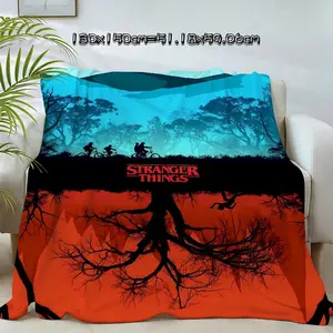 Stranger Things Inspired Flannel Blanket, Lightweight Cozy Blanket for Couch Bedroom Winter Nights and Home Decoration