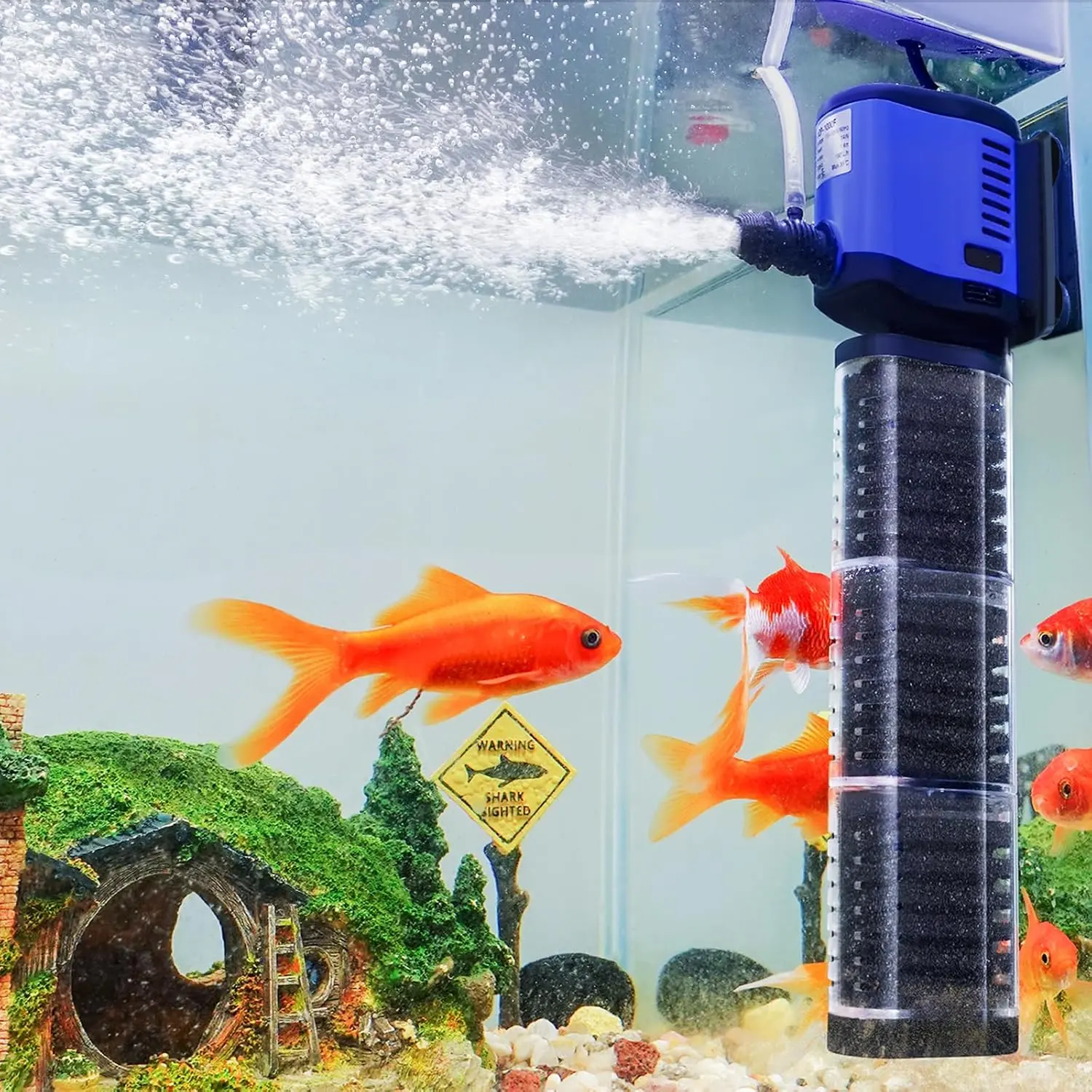 TARARIUM 260 GPH Submersible Aquarium Filter with Wave Maker Pump for 35-75 Gal Freshwater & Saltwater Fish Tanks and Turtle Tanks
