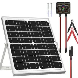 SOLPERK Solar Panel Kit 20W 12V, Solar Battery Trickle Charger Maintainer + Upgrade Controller + Adjustable Mount Bracket for Boat Car RV Motorcycle Marine Automotive Outdoorfun dealsforyou