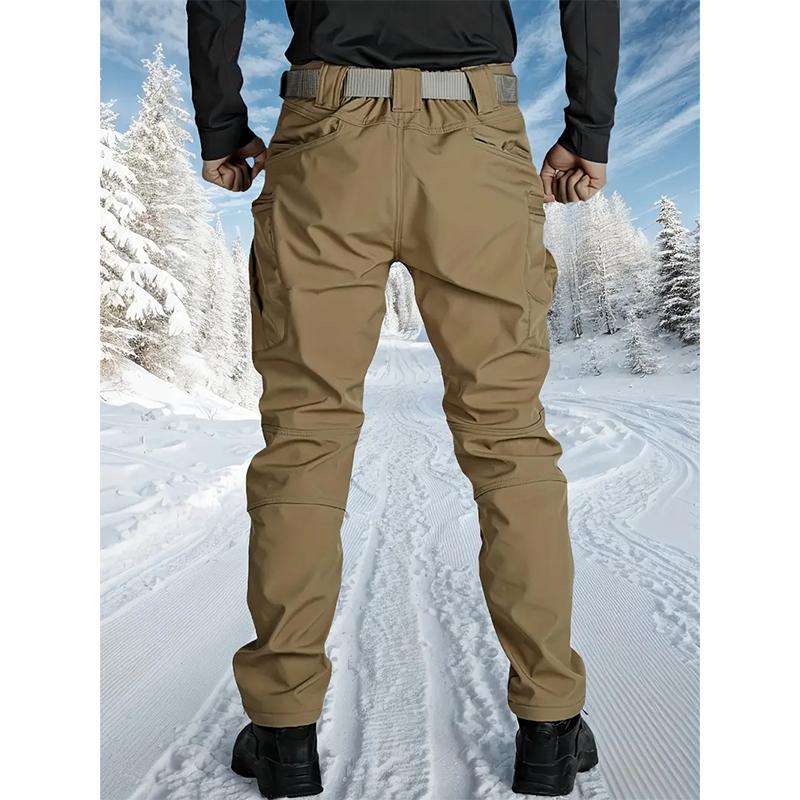 HOMUG Windproof Warm Men's Outdoor Military Tactical Pants Soft Shell Fleece Lined Solid Color Sports Style Regular Fit Mid Waist Woven Fabric with Pockets No Belt Casual Weekend Wear Autumn Winter Season