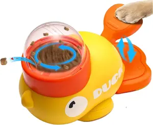 Yellow Duck-Shaped Interactive Educational Dog Toy, Non-Electric Push-Pull Toy for Dogs, Manual Counting Training Device, Durable Plastic Plaything for All Breeds, Boredom Relief Pet Supplies puzzle feeder