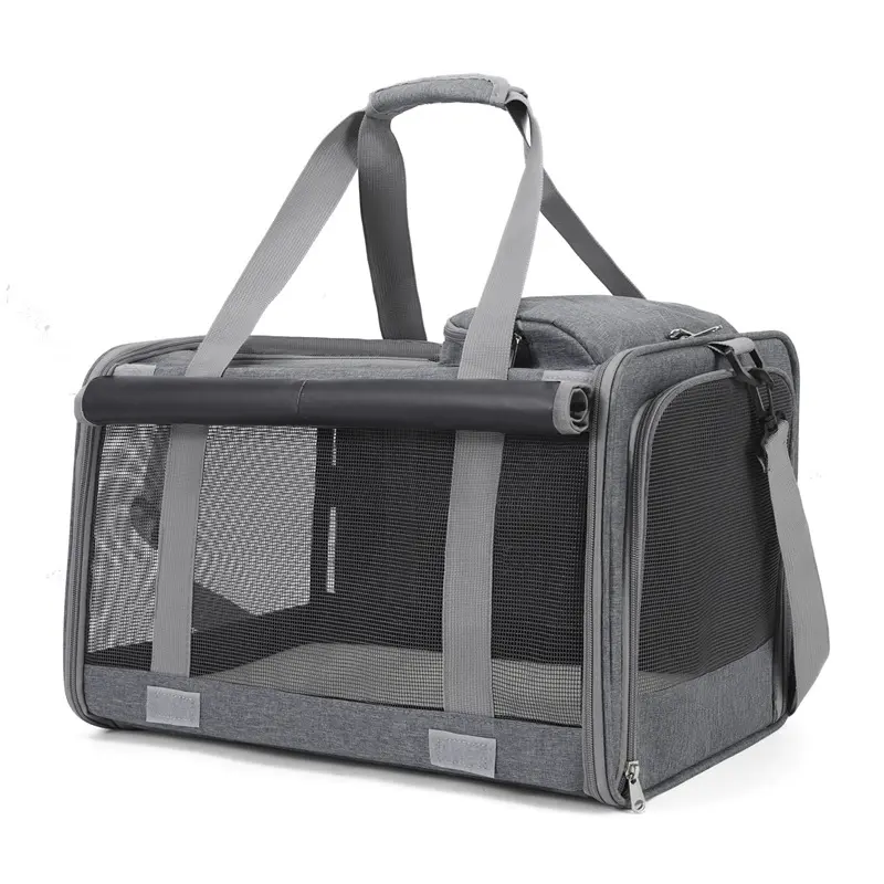 Portable Pet Carrier Bag Airline Approved Soft Foldable Travel Case Breathable Mesh Transport Bag for Large Cats and Small Dogs Outdoor Car Airplane Use