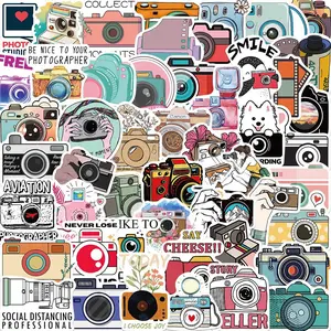 Camera Design Sticker, 50/1000pcs Creative Cartoon Camera Pattern Decorative Sticker, DIY Waterproof Decals for Water Bottle Laptop Phone Case Scrapbooking, Ornaments