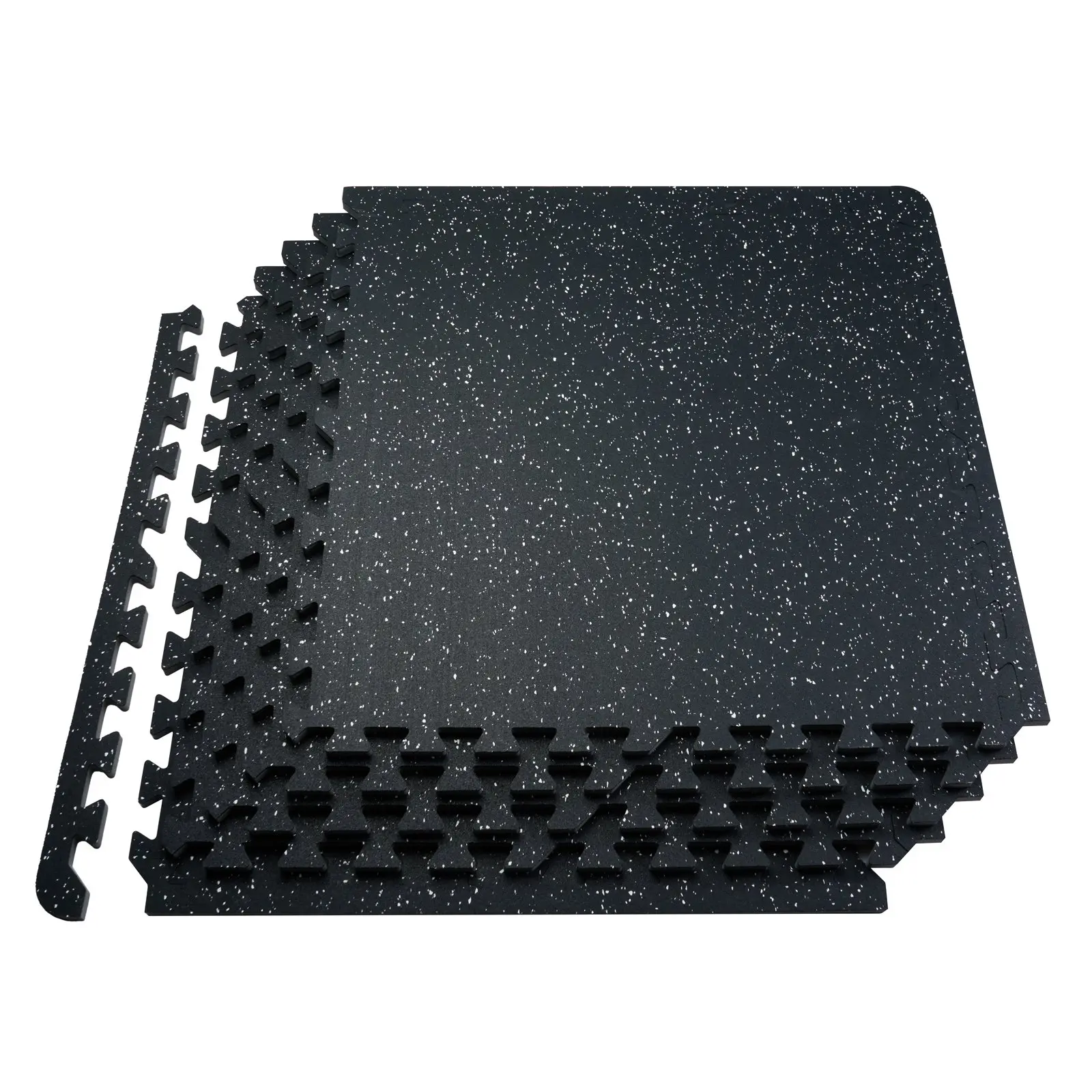 【DealsForYouDays】VEVOR 12 PCS 0.56" Thick Gym Floor Mats, 24" x 24" EVA Foam & Rubber Top Interlocking Workout Floor Mats with 48 sq.ft Coverage, Waterproof Exercise Puzzle Flooring for Gym, Home, Garage, Basement, Black & White