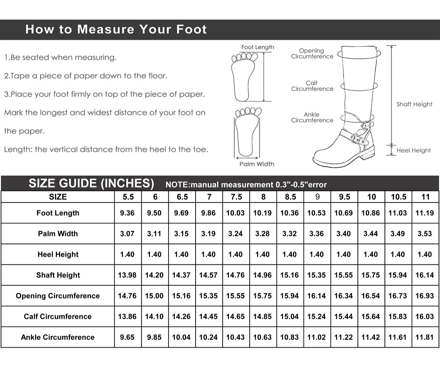GLOBALWIN Women's Knee High Motorcycle Boots Strappy Round Toe Zipper Closure Winter Fall Classic Footwear