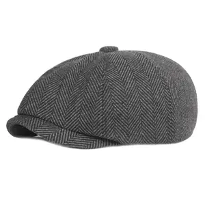 Unisex Tweed Newsboy Cap Autumn Winter Golf Driving Beret Peaky Blinders Bone Hat