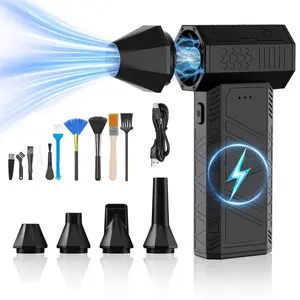 USB Rechargeable Car Fan, 1 Count Multifunctional Electric Air Blower Car Leaf Blower with 4 Multifunctional Nozzles, Suitable for Car Dust Blowing