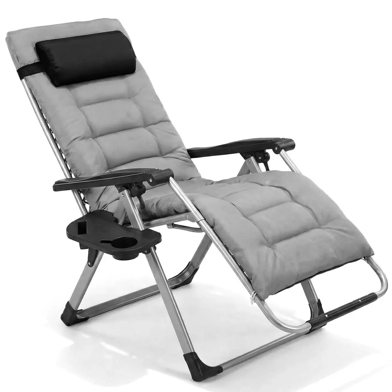 Heavy-Duty 0 Gravity Outdoor Lounge Recliner, Foldable 440lbs Capacity Chair for Patio, Camping Use