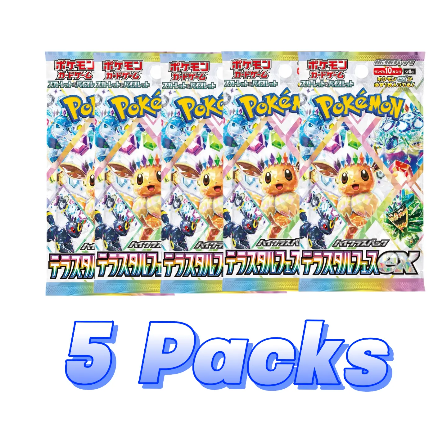 【5 Packs】Japanese Original Pokémon TCG SV8a Terastal Fest ex Factory Sealed Booster Boxes - Cammie Art Collectible Cards, Trading Card Series Boosterbox