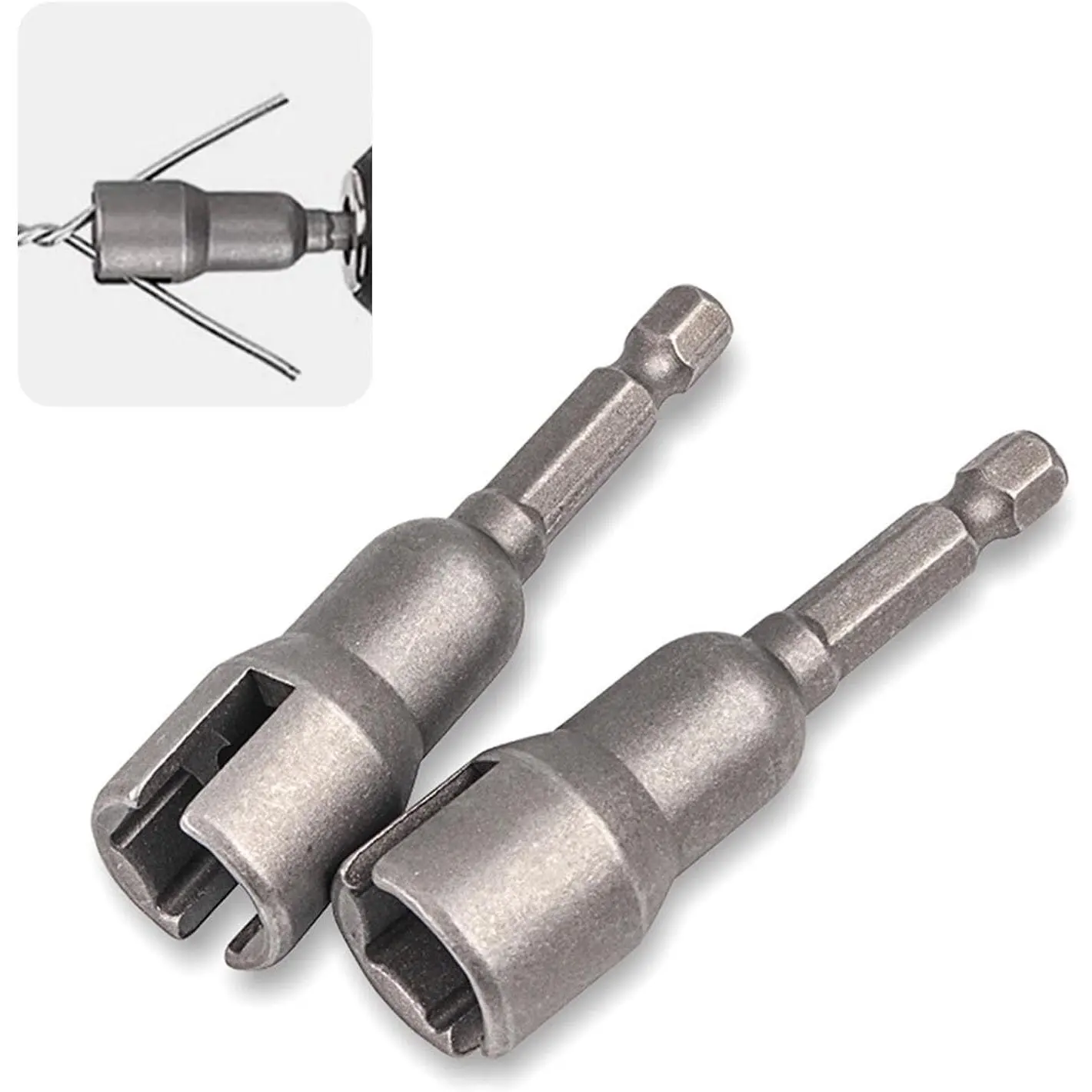 2 count Sloting Hexagonal Handle 1/4", Electric Screw Wrench Set, Slot Wrench, Wing Nuts Drill Bit Socket Wrenches Tool, for Wing-shaped Nuts, C-headic Hooks, Screw Hooks ()