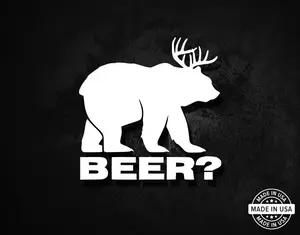 Beer Deer Bear Decal, Vinyl Die Cut Sticker, Funny Sticker