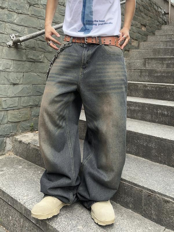 Wide Leg Jeans Spring To Summer Vintage Baggy Jeans Casual Fall Loose Fit Denim Pants with Pockets