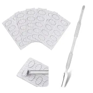 Stainless Steel Nail Scraper Tool, Dual-Ended Cuticle Remover Scraper Tool, Metal Cuticle Pusher with 5 Sandpaper Sheets for Manicure Pedicure