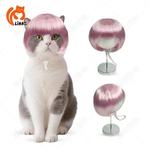 TESSVEYA Pet Wig Cat Wig for DIY Cosplay Halloween Funny Cat Cosplay Costume with Elastic Band and Anti-Slip Buckle for Dogs 25cm Head Circumference