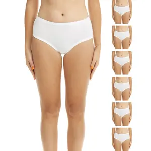 White Mid-Rise Cotton Brief Underwear for Women