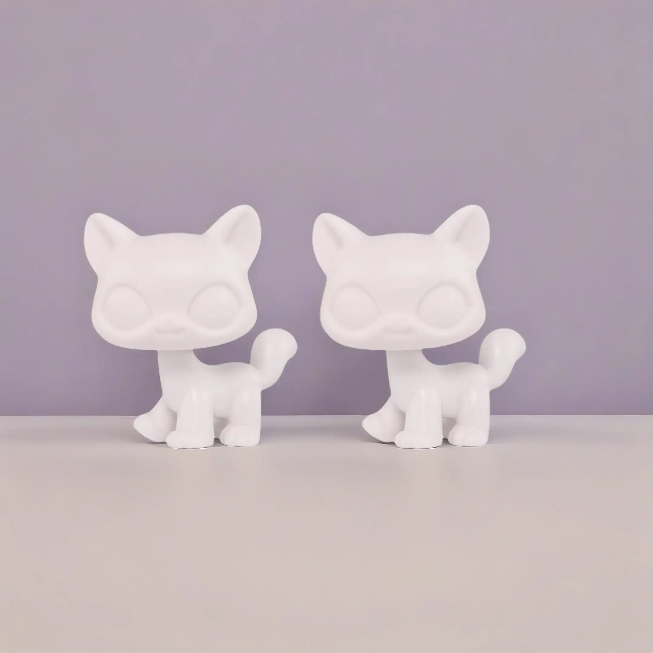 2-Pcs Blank Mold Mini Standing & Walking Animal Figurine Set - White Base for Cat, Kitten, Cow, Lamb, Rabbit; Kids’ Custom Pet Art Collectibles, Xmas & Birthday Gifts
