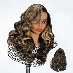 AliPearl Wig Glueless Layered Cut Body Wave 13x4 Lace Frontal Wigs Glueless Ready To Go Wig Natural Black With Honey Blonde Highlight Color FallFreshness