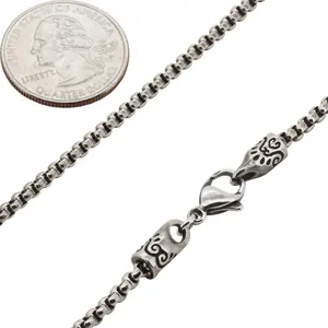 316L Stainless Steel Gunmetal 3mm Box Chain Necklace 20”-24”
